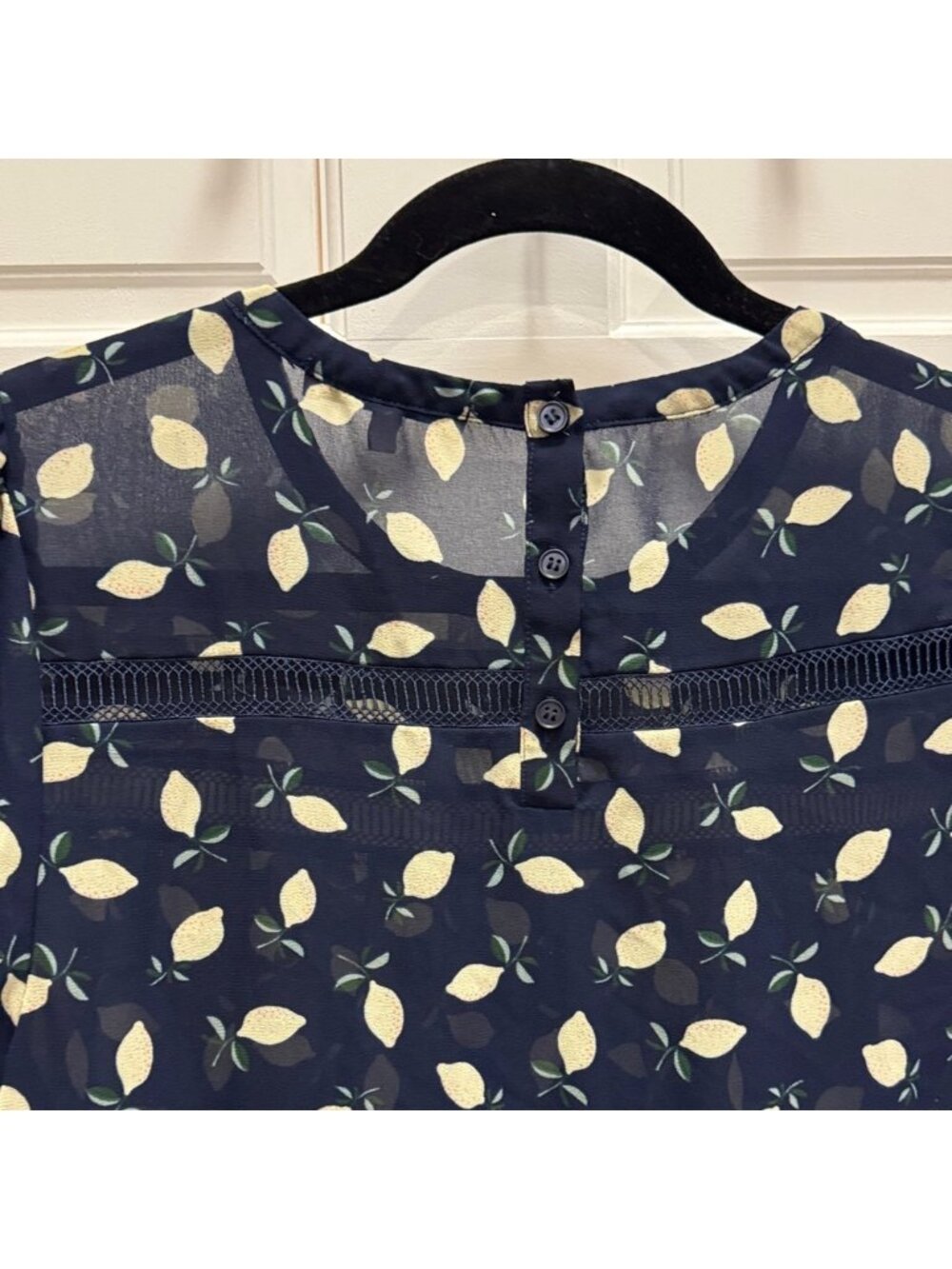 Navy Leaf Print Blouse - Picture 4 of 4